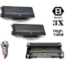3 PACK Brother TN580 DR520 combo Laser Toner Cartridges Premium Compatible