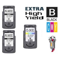 3 PACK Canon PG240XXL CL241XL High Yield combo Ink Cartridges Remanufactured