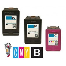 3 PACK Hewlett Packard HP60 combo Ink Cartridges Remanufactured