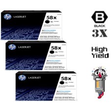 3 PACK Genuine Hewlett Packard CF258X High Yield combo Laser Toner Cartridges