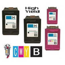 4 PACK Hewlett Packard HP64XL High Yield Color Ink Cartridge Remanufactured