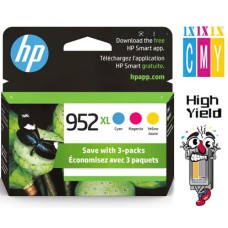 3 PACK Genuine Hewlett Packard HP952XLCMY High Yield combo Ink Cartridges