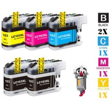 5 PACK Brother LC103 combo Ink Cartridges Remanufactured