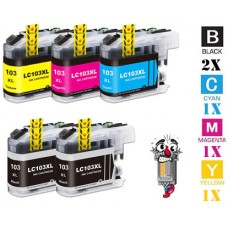 5 PACK Brother LC103 combo Ink Cartridges Remanufactured
