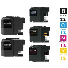5 PACK Brother LC209 LC205 combo Ink Cartridges Remanufactured
