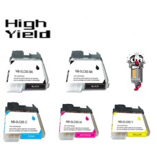 5 PACK Brother LC65 combo Ink Cartridges Remanufactured