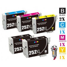 5 PACK Epson T252XL High Yield combo Ink Cartridges Remanufactured