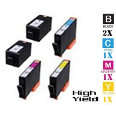 5 PACK Hewlett Packard HP934XL / HP935XL High Yield combo Ink Cartridges Remanufactured