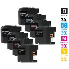 8 PACK Brother LC209 LC205 combo Ink Cartridges Remanufactured