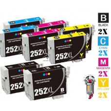 8 PACK Epson T252XL High Yield combo Ink Cartridges Remanufactured