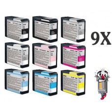 9 PACK Epson T580 combo Ink Cartridges Remanufactured