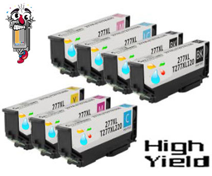 7 Piece Bulk Set Epson T277XL High Yield combo Ink Cartridges Remanufactured