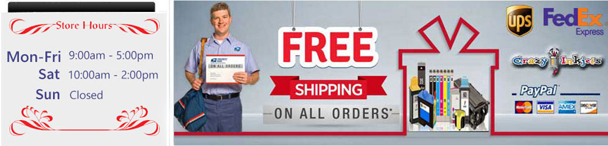 Crazy Inkjets : FREE SHIPPING ON ALL ORDERS! NO MINIMUM. Crazy Inkjets : FREE SHIPPING ON ALL ORDERS! NO MINIMUM.